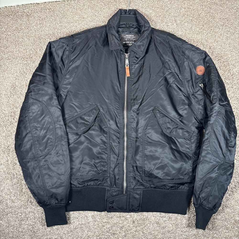 Top Gun CWU-45 Flight Jacket Mens 2X Black Nylon Bomber Military‎ Air Force Coat